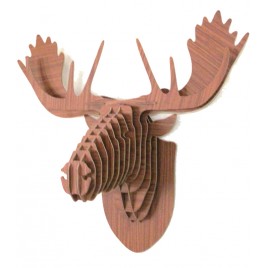 Brown Moose Head in wood